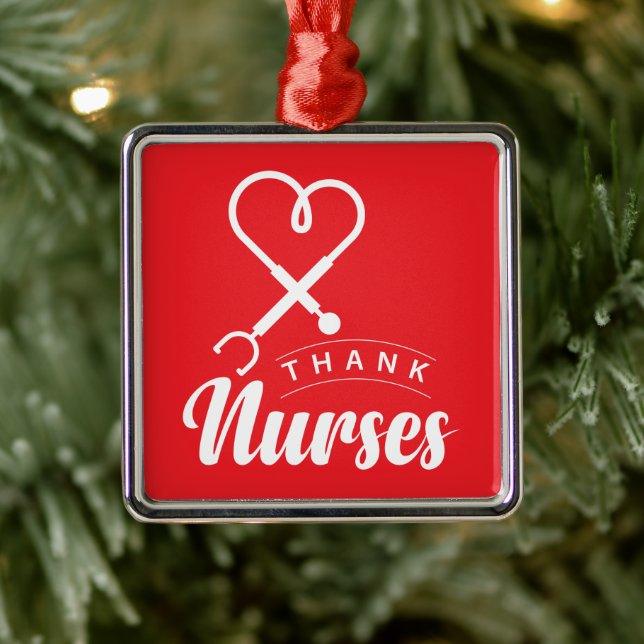 Thank Nurses Metal Ornament (Tree)