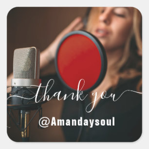Thank Photo Hot Modern Simply Singer Musican Square Sticker