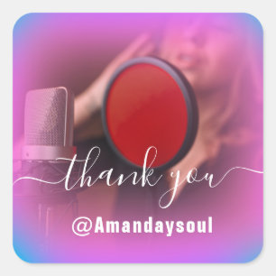Thank Photo Hot Pink  Holograph Singer Musican Square Sticker