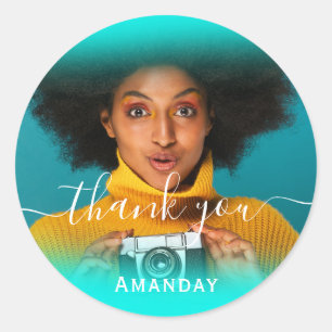 Thank Photo Photo Bridal Sweet16 Graduate Classic Round Sticker