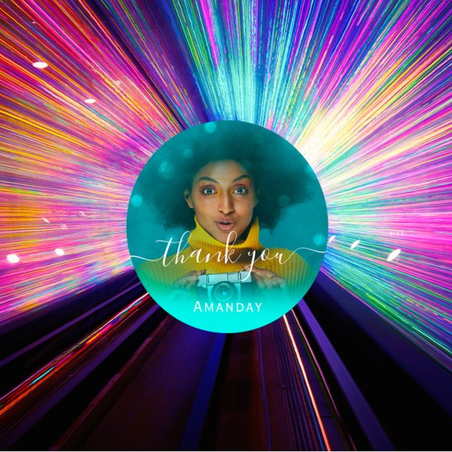 Thank Photo  Photo Bridal Sweet16 Graduate Party Classic Round Sticker (Thank Photo Photo Bridal Sweet16 Graduate Party Classic Round Sticker)