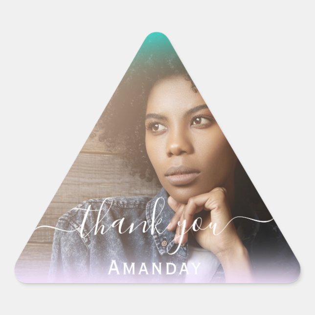 Thank Photo  Photo Graduate Bridal Sweet16 Triangl Triangle Sticker (Front)