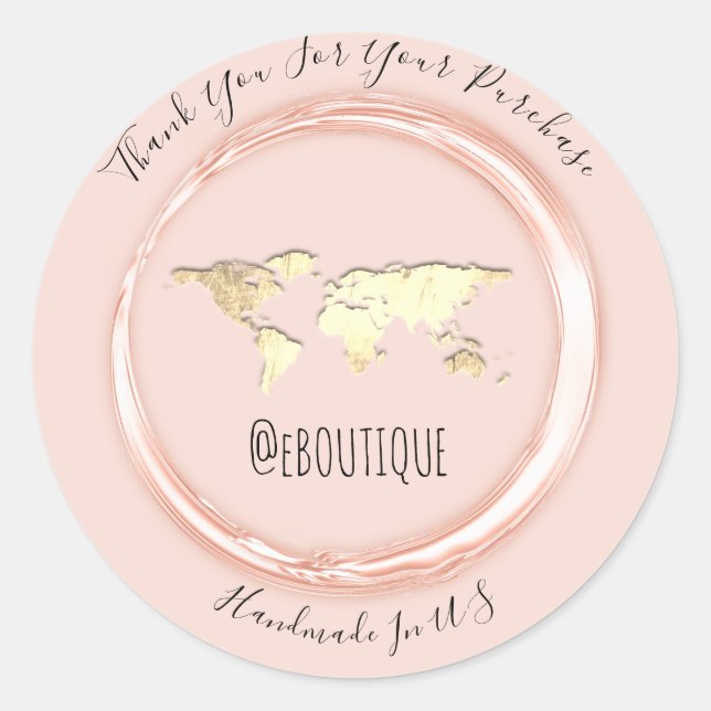 Thank Purchase Rose World Map Travel QR Code Logo  Classic Round Sticker (Front)