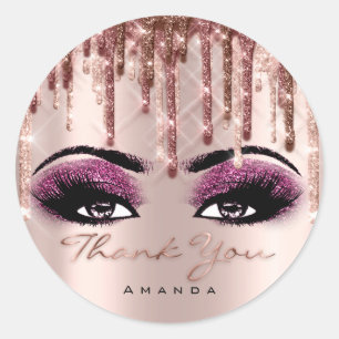 Thank Script Berry Makeup Rose Eyelash 3D drip Classic Round Sticker