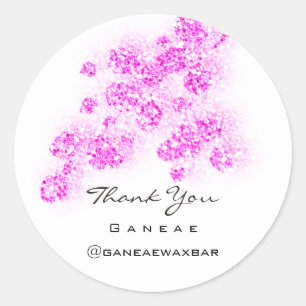 Thank Shopping Girly Pink Glitter Drips Floral Classic Round Sticker
