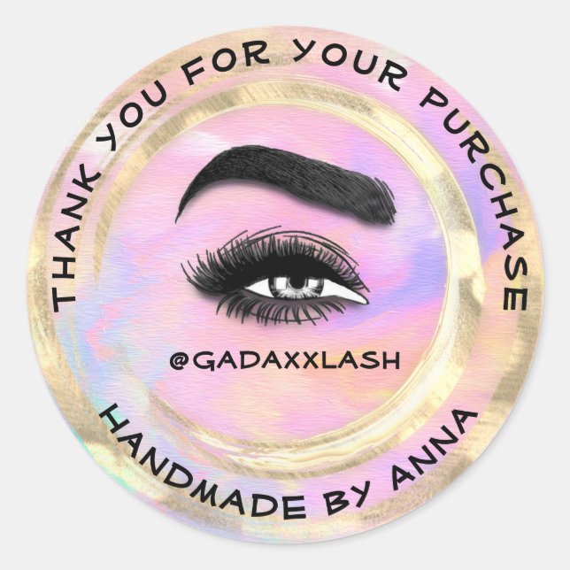 Thank Shopping Makeup Artist Lash Holograph Classic Round Sticker (Front)