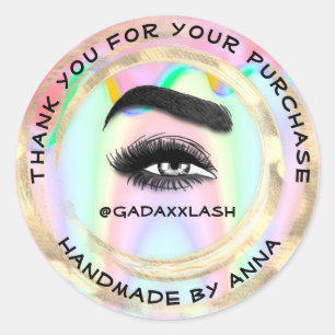 Thank Shopping Makeup Artist Lash Studio Holograph Classic Round Sticker