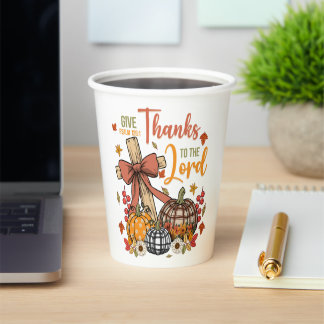 Thank The Lord Christian Bible Verse Thanksgiving Paper Cups