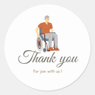 THANK TOY "JOIN WITH US" DISABLED WITH HAPPY SPORT CLASSIC ROUND STICKER