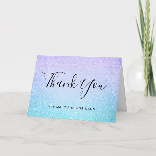 THANK U Purple Turquoise Bat Mitzvah Paint  Thank You Card (Front)