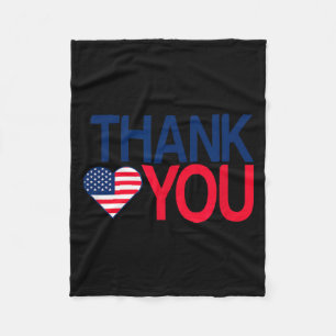 Thank Veterans 4th July - American Flag Fleece Blanket