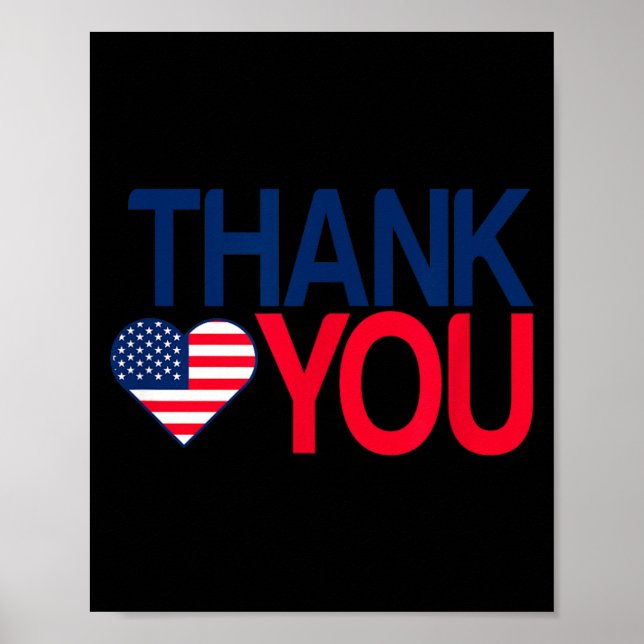 Thank Veterans 4th July - American Flag Poster (Front)