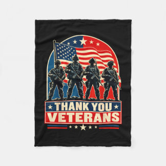 Thank veterans american flag military appreciation fleece blanket
