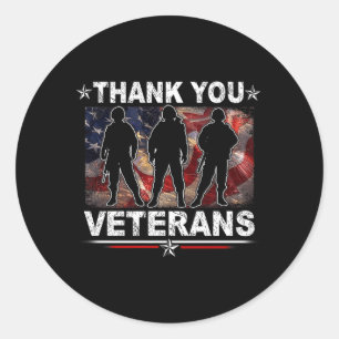 Thank Veterans Day Memorial Day Partiotic Military Classic Round Sticker