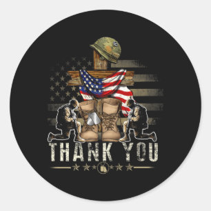 Thank Veterans Day Memorial Day Partiotic Military Classic Round Sticker