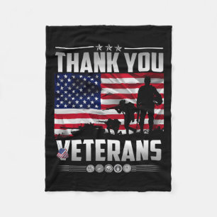 Thank Veterans Day Memorial Day Partiotic Military Fleece Blanket