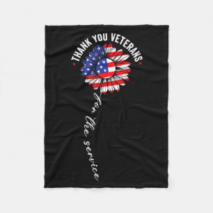 Thank Veterans Sunflower USA Flag Military Fleece Blanket