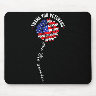 Thank veterans sunflower usa flag military mouse pad