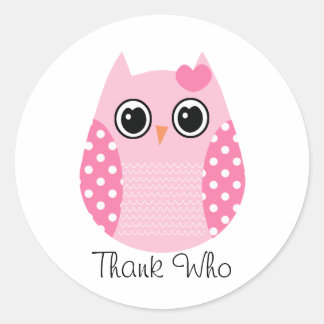 Thank Who Whimsical Owls Classic Round Sticker