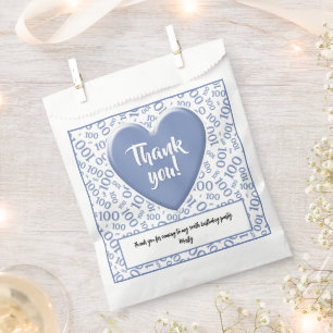 Thank You 100th Random Number Pattern Blue/White Favour Bag