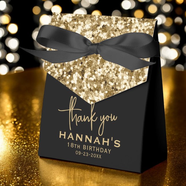 Thank You 18th Birthday Gold Glitter Monogram  Favour Box (Creator Uploaded)