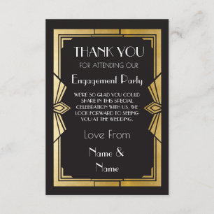 Thank You 1920s Engagement Wedding Party Cards