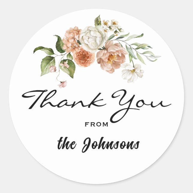Thank You, 1.5-in Envelope or Shower Favour (20) Classic Round Sticker (Front)
