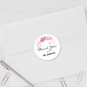 Thank You, 1.5-in Pink Envy or Shower Favour (20) Classic Round Sticker