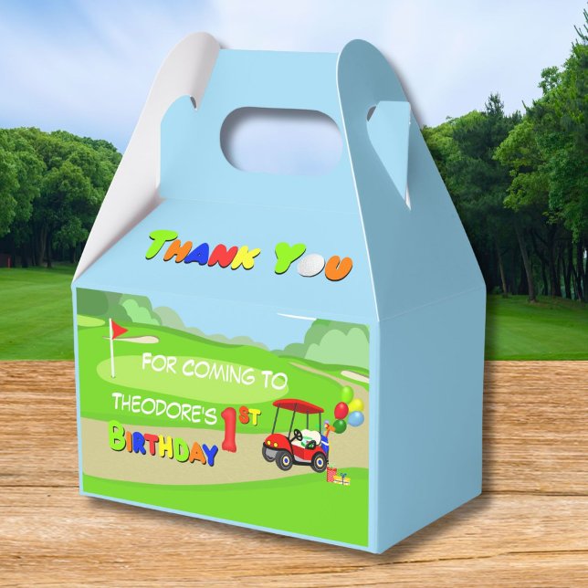 Thank You 1st Birthday Red Golf Cart Boy's Favour Box (Creator Uploaded)