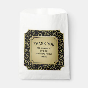 Thank you: 20th Random Number Pattern Gold 20 Favour Bag