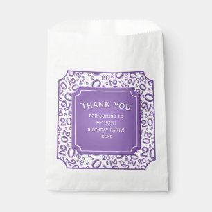 Thank you: 20th Random Number Pattern Purple 20 Favour Bag