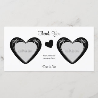Thank You - 2 Photos - Black Hearts on White Card