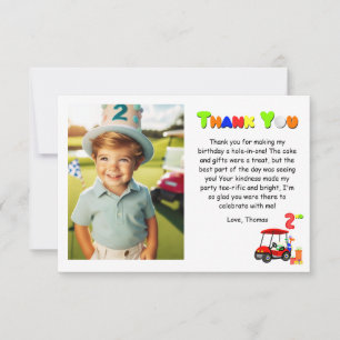 Thank You 2nd Birthday Pattern Red Golf Cart Boy's