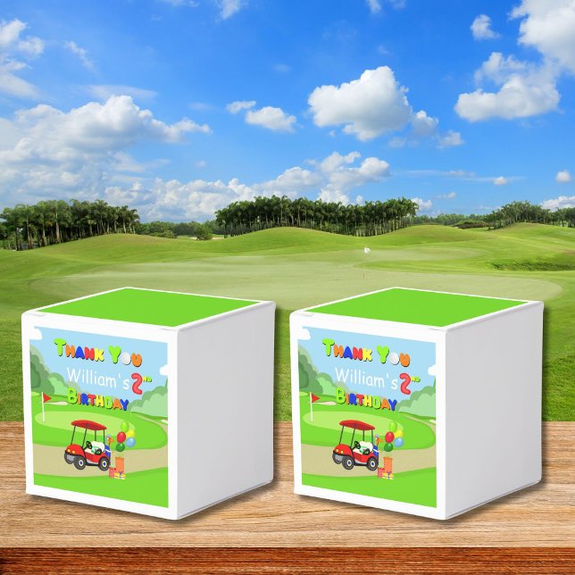 Thank You 2nd Birthday Red Golf Cart Boy's Favour Box (Creator Uploaded)
