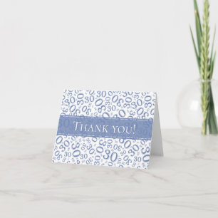 Thank You:: 30 Random Number Pattern  Blue/White You Card