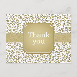 Thank You 35 Number Pattern Gold/White Postcard
