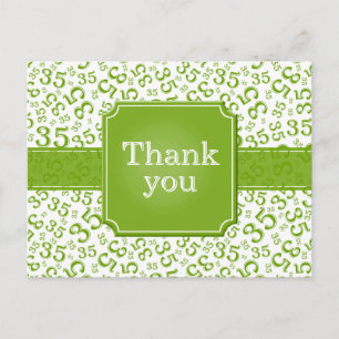 Thank You 35 Number Pattern Green/White Postcard
