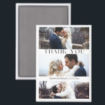 thank you 3 photos collage modern wedding magnet<br><div class="desc">elegant thank you 3 photo collage modern wedding magnet</div>
