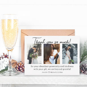 thank you 3 photos winter wedding collage minimal card