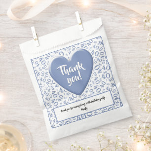 Thank You 40th Random Number Pattern Blue/White Favour Bag