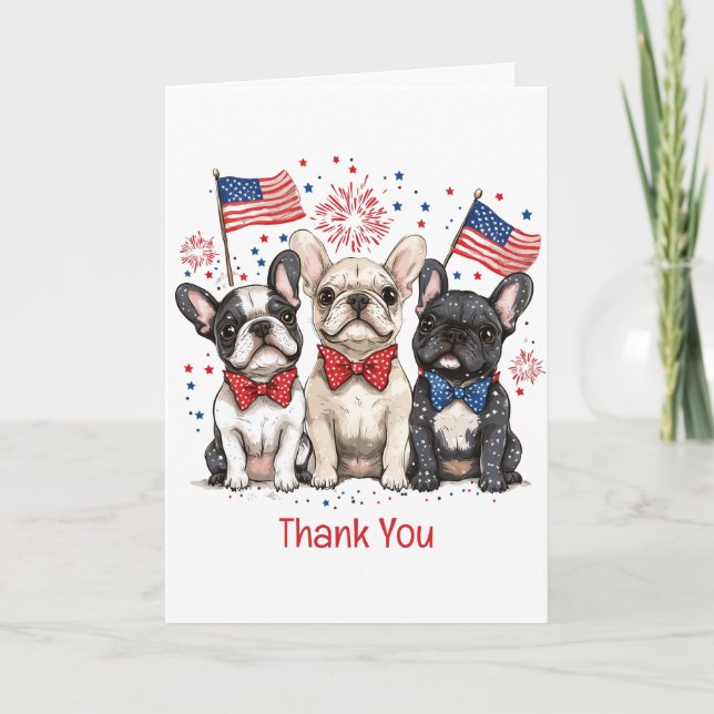 Thank You 4th Of July French Bulldogs Card (Front)