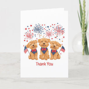 Thank You 4th Of July Yorkshire Terrier Dogs Card