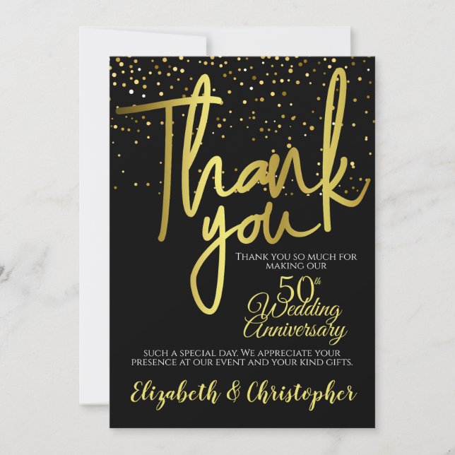 Thank You 50th Anniversary Black Gold Card (Front)