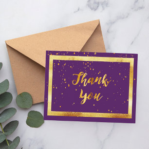 Thank You 50th birthday postcard on purple gold