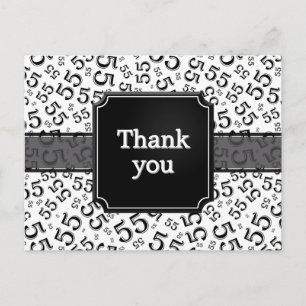 Thank You 55 Number Pattern Black/White Postcard