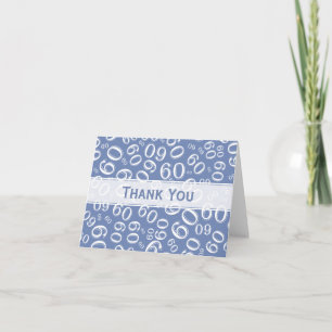 Thank You 60th Birthday Number Pattern Blue/White Card