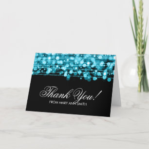 "Thank you" 60th Birthday Party Sparkles Turquoise Thank You Card