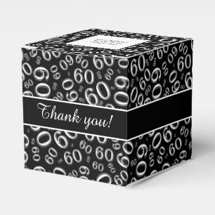 Thank You 60th Number Pattern Black/White Favour Box