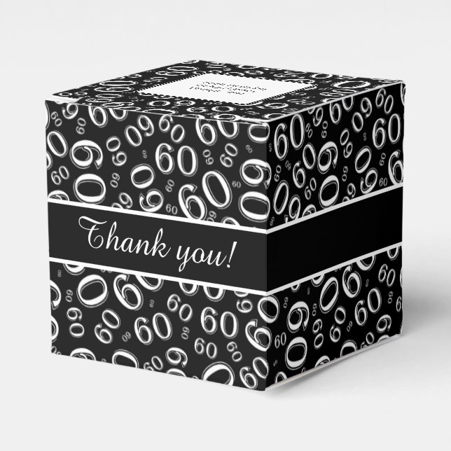 Thank You 60th Number Pattern Black/White Favour Box (Front Side)