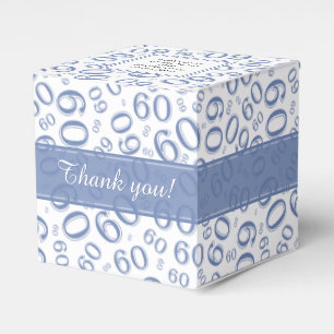 Thank You 60th Number Pattern Blue/White Favour Box